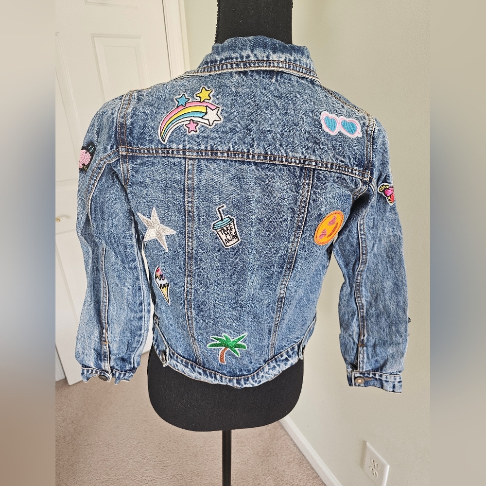 Lola + The Kids - All About The Patch Crop Denim Jacket - Girls Sz 14 - Picture 4 of 9